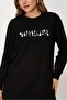 Text Printed Sweatshirt Tunic 46538 - 3