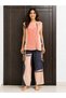 Women’s Peach & Navy Organza Co-Ord Set | Sleeveless Top & Wide-Leg Pants | Contemporary Casual Wear