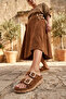 M-200 Tan Genuine Leather Women's Slippers