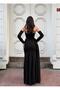 Women's Plain Long Sleeve Embroidered Flared Dress - 2
