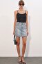 Women's Polka Dot Mini Denim Skirt 8086 - Blue - 2