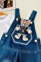 3D Tmy Appliqued Denim Overalls Baby Boy 2-Piece Set - Navy Blue - 3