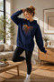 Women's Melting Hearts Printed Hooded Kangaroo Pocket Cotton Casual Sweatshirt