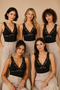 Women's 5-Piece Lace Detailed V-Neck Modal Cotton Flexible Undershirt Black