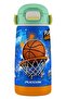 420 ml Boy's Basketball Printed Blue Brown Steel Flask Thermos - Leak-Proof - 60031