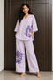 Women’s Light Pink Cotton Co-Ord Set – Floral Printed Top & Wide-Leg Pants Se - 2