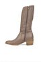 Gray Leather Women's Heeled Boots - 3