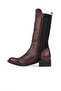 Burgundy Leather Women's Heeled Boots - 3