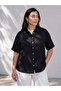 Lcw Petite Black Linen Blend Women's Shirt