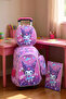 Kuromi Kids 3 Pcs Set (Trolly School Bag, Lunch Bag, Pencil Pouch) Rolling Backpack with Wheels, Convertible, Large Capacity, Side Pockets - 6