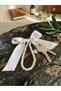 White Ribbon Pearl Keychain - Bag Ornament & Bag Accessory - 2