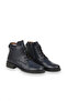 Navy Blue Leather Women's Flat Boots - 3