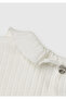 Baby White Chest Logo Ruffle Collar Snap Fastener Short Sleeve Bodysuit - 3