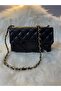 Women's Quilted Patterned Chain Strap Crossbody Shoulder Bag – Black / Brown