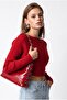 7039 Women's Horizontal Ribbed Boat Neck Crop Knit Sweater Red - 4