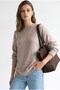 7038 Women's Crew Neck Wool Blend Relaxed Fit Sweater Mink - 4
