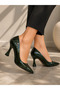 Green Crocodile Model Goblet Heel Stiletto - 3