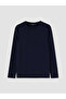Vizyon New Season Navy Blue Crew Neck Long Sleeve Men's T-Shirt - 5