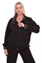 Ribbed Collar Detailed Zipper and Snap Fastener Pants in Green Modal Fabric Plus Size Tracksuit Set - 2