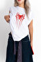 Red Spider Graphic Printed White Zero Sleeve Tshirt