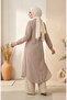 Shirt Collar Striped Buttoned Linen Tunic 0332-02 Brown - 5