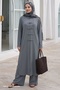 Tunic with Slit Detail Gray Suit - 4