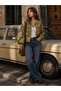Nola Floral Embroidered Zippered Thin Jacket Women's Khaki - 3