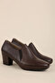Genuine Leather Classic Medium Heeled Shoes Vdt.62 Brown - 4