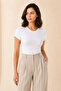 Women's Crew Neck Short Sleeve Modal Cotton Stretchable Undershirt White