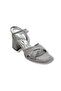 405-26 Glittery Chupra Fabric Cross Strap Thick Heel Women's Sandals (7cm)
