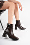 Women's Bitter Brown Buckle-Strapped Thick-Heeled Square-Toe Boots & Booties - 5