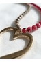 Big Heart Pendant with End Piece, Two Tone Glass Beads Necklace - 3