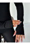 Winter Fleece Lined Crew Neck Long Sleeve Body Blouse with Finger Detail - 7