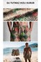 Kaleo Mosaic Pattern Mesh Pocket Swimsuit Regular Fit Men's Swim Shorts Green-Orange-White Elastic Waist Pool Shorts