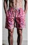 Candy Ebru Pattern Mesh Pocket Swimsuit Regular Fit Men's Swim Shorts Pink-Purple Elastic Waist Pool Shorts - 2