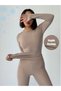 Winter Fleece Lined Crew Neck Long Sleeve Body Blouse with Finger Detail