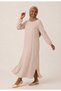 Hijab Dress with Elastic Sleeves, Bead Detail on the Front, Two Side Short Slits, Long Dress - 5