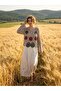 Mabel Crochet Motif Openwork Sweater Women's Burgundy - Green - 3