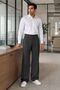 Men's High Waist Pleated Fabric Trousers Oversize Loose Fit Dark Gray - 2