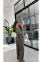 Side Striped Buttoned Polo Collar Blouse Green - 4