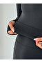 Winter Fleece Lined Crew Neck Long Sleeve Body Blouse with Finger Detail - 8