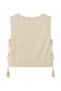 Freya Embroidered Tassel Vest Women's Cream - Burgundy - 6
