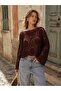 Mabel Mandala Motif Openwork Crochet Sweater Women's Brown - 3