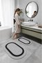 Jute and Straw Mat, Bathroom Mat Set, Set of 2 60X100Cm and 40X60Cm, Water Absorbent, Oval Carpet - 2