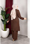 Bürümcük Fabric Striped Tunic Pants Hijab Two-Piece Set 0915-01 Brown - 5