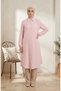 Buttoned Muslin Shirt Long Tunic 0362-08 Pink