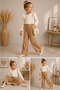Girls' Stoned Spanish Flared Pants Leggings – Beige & Black - 5
