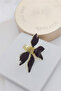 Brown Pearlescent Adjustable Big Flower Gold Ring - 3