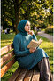 Comfortable Cut Striped Seasonal Tunic Plus Size No Show through 8778-02 Petrol