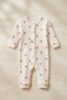 Unisex Baby Ribbed Cotton Mushroom Patterned Front Snap Pajamas & Casual Jumpsuit